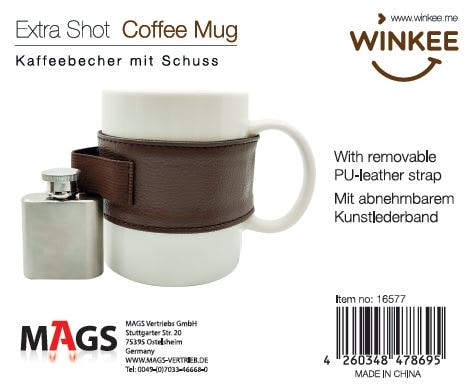 Kaffee mit Schuss Kaffeebecher