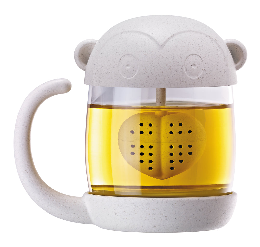 Animal tea mug with integrated tea infuser