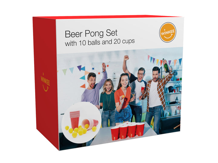Beer Pong Spiel mit 20 Bechern und 10 Bällen