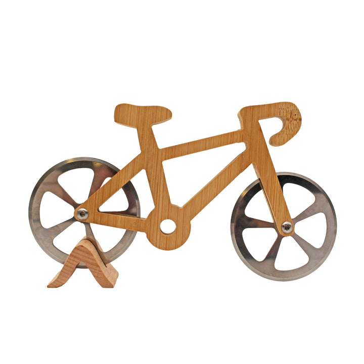 Fahrrad Pizzaschneider aus Holz
