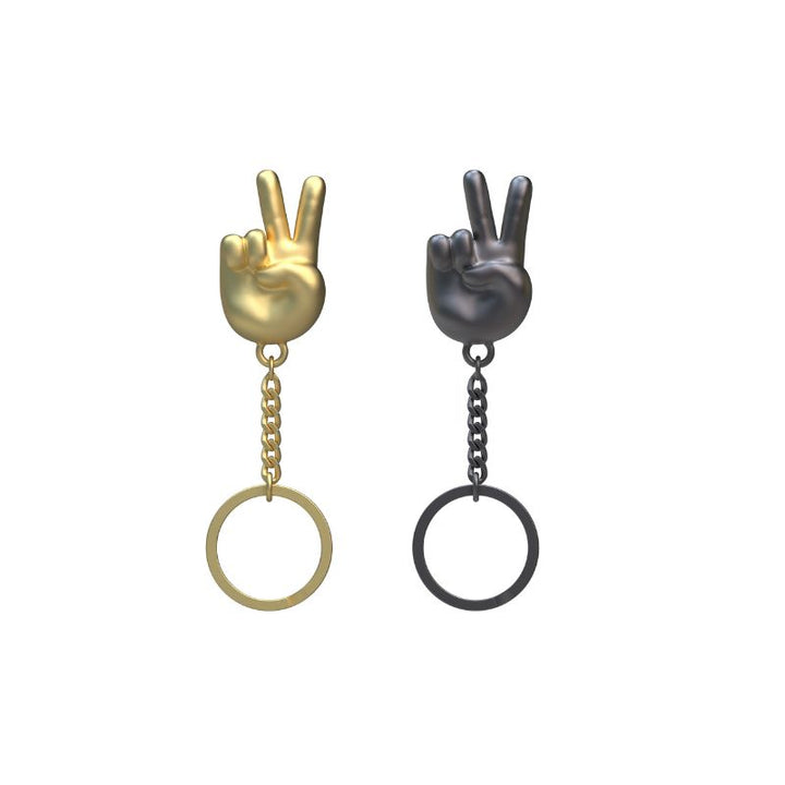 Peace Hand Keyring Black/Gold Mix