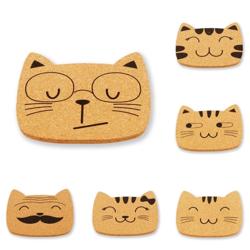 Cork Coasters Cat