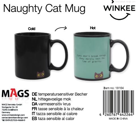 Naughty Cat heat sensitive mug