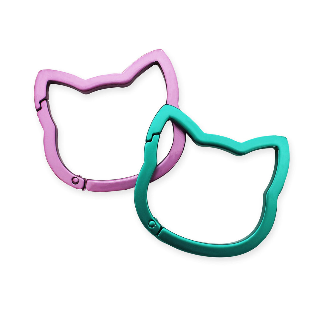 Katzen Karabiner Set rosa, türkis