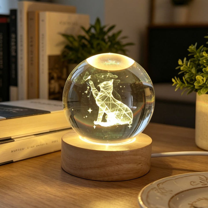 3D Kristallkugel Katze