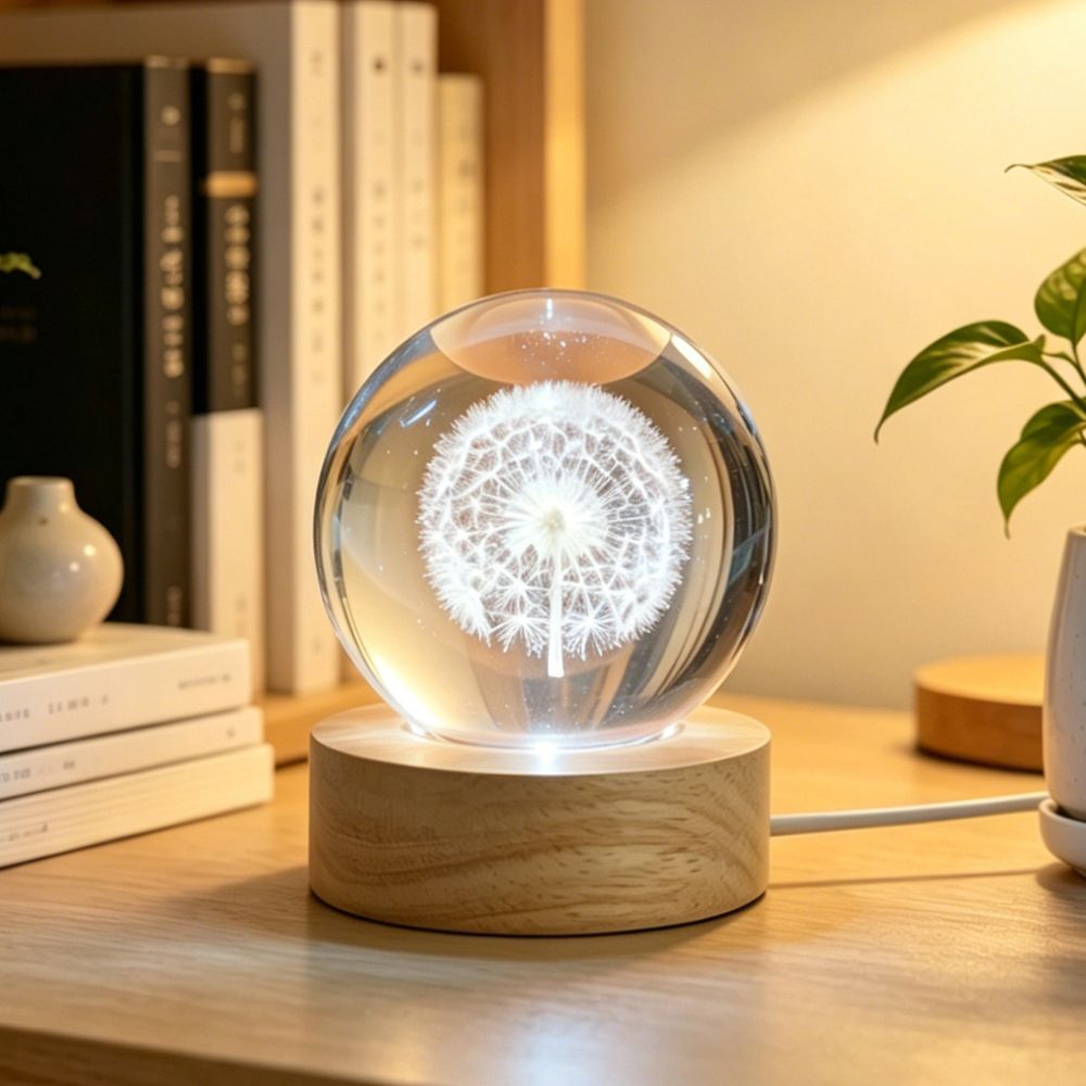 3D Kristallkugel Pusteblume