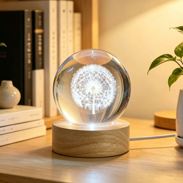 3D Kristallkugel Pusteblume