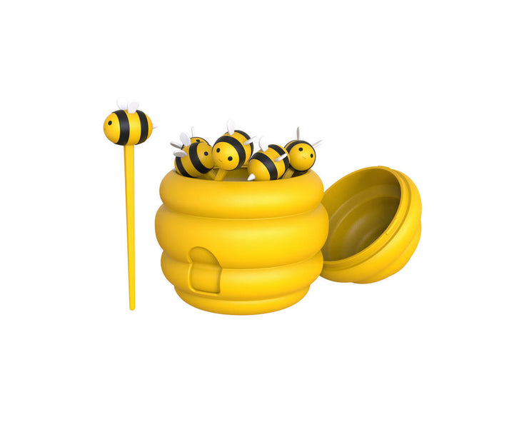 Bienen Foodpicks mit Aufbewahrungsbehälter